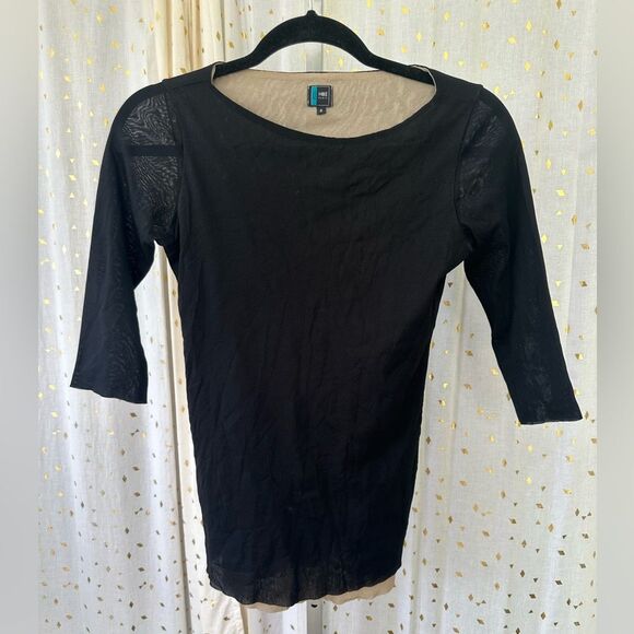 Daniel Boudon UK Formes Paris Mesh Lined Boat Neck Quarter Sleeve Classic Top 2 - Picture 2 of 4